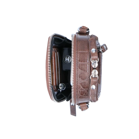 LouLou Essentiels Vintage Croco Mobilebag Cacao 5 LouLou Essentiels Vintage Croco Mobilebag Cacao - Afbeelding 5