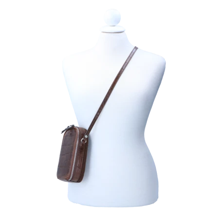 LouLou Essentiels Vintage Croco Mobilebag Cacao 7 LouLou Essentiels Vintage Croco Mobilebag Cacao - Afbeelding 7