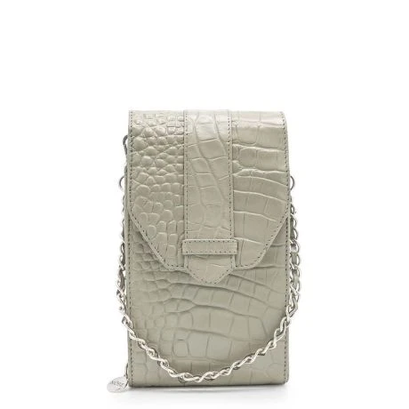 MOSZ Telefoontasje Croco Taupe Brushed Silver 1 MOSZ Telefoontasje Croco Taupe Brushed Silver