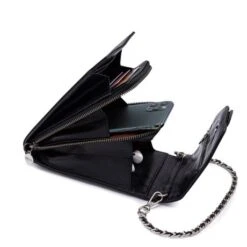 MOSZ Telefoontasje Nature Vintage Black Brushed Silver -Tas Promotie Winkel 3 vintage black silver