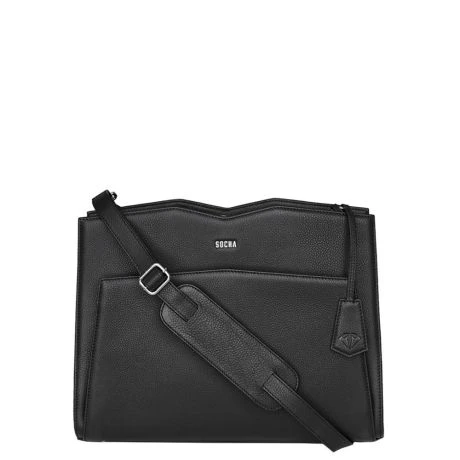 Socha Diamond Leather Shoulder Businessbag 12-14" Black 3 Socha Diamond Leather Shoulder Businessbag 12-14" Black - Afbeelding 3