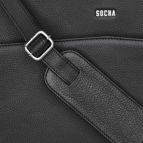 Socha Diamond Leather Shoulder Businessbag 12-14" Black 7 Socha Diamond Leather Shoulder Businessbag 12-14" Black - Afbeelding 7