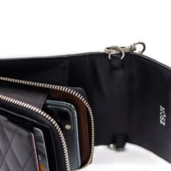 MOSZ Telefoontasje Quilted Black Brushed Silver -Tas Promotie Winkel 4 31