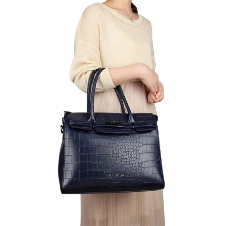 Wimona Liona Handtas Croco Navy 8 Wimona Liona Handtas Croco Navy - Afbeelding 8
