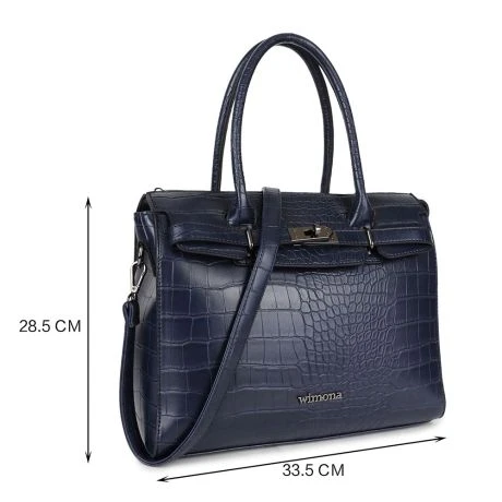Wimona Liona Handtas Croco Navy 3 Wimona Liona Handtas Croco Navy - Afbeelding 3
