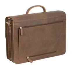 Plevier Retro Zeppelin Vintage Laptop Aktetas 3-Vaks 17.3" Brown -Tas Promotie Winkel 555 2 4