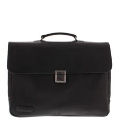 Plevier Decca Leren Aktentas 2-Vaks 17.3" Zwart