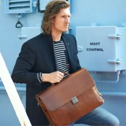 Plevier Decca Leren Aktentas 2-Vaks 17.3" Zwart -Tas Promotie Winkel 859 2 decca 1