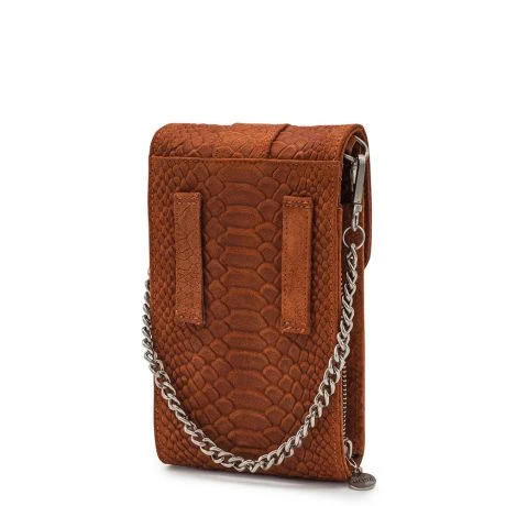 MOSZ Telefoontasje Suède Snake Cognac Brushed Silver 2 MOSZ Telefoontasje Suède Snake Cognac Brushed Silver - Afbeelding 2
