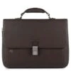 Piquadro Black Square Laptop 15"/ IPad 9.7" Expandable Briefcase CONNEQU Dark Brown
