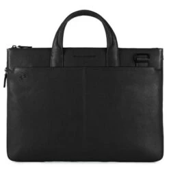 Piquadro Black Square Small Expandable Computer Bag 15.6'' Black