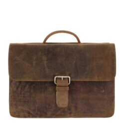 Plevier Retro Zeppelin Vintage Laptop Aktetas 3-Vaks 17.3" Brown