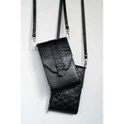 MOSZ Telefoontasje Quilted Black Brushed Silver -Tas Promotie Winkel img 7228 1 1