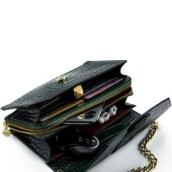 MOSZ Krisbag Telefoontasje Croco Dark Green -Tas Promotie Winkel krisbag croco dark green binnenkant