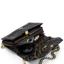 MOSZ Krisbag Telefoontasje Plain Leopard Gold -Tas Promotie Winkel krisbag plain leopard binnenkant