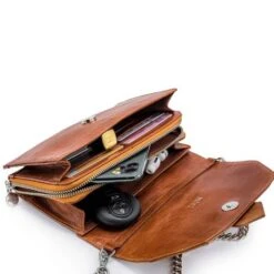 MOSZ Krisbag Telefoontasje Vintage Cognac 5 MOSZ Krisbag Telefoontasje Vintage Cognac -Tas Promotie Winkel krisbag vintage cognac binnenkant