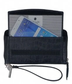 LouLou Essentiels SLB Classic Croc RFID Wallet Black -Tas Promotie Winkel loulou slb149lg portemonee groot classycroc zwart 31 600