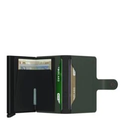 Secrid Mini Wallet Portemonnee Matte Green Black -Tas Promotie Winkel m matte green black open
