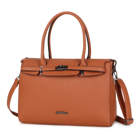 Pulcher Paris Schoudertas 15.6" Cognac 2 Pulcher Paris Schoudertas 15.6" Cognac - Afbeelding 2