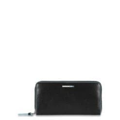 Piquadro Blue Square Women Zip Long Wallet Black