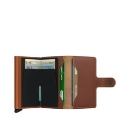 Secrid Mini Wallet Portemonnee Saffiano Caramel -Tas Promotie Winkel secrid miniwallet saffiano caramel open