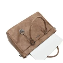 Wimona Carmina Schoudertas 13.3" Taupe -Tas Promotie Winkel wimona carmina taupe 6